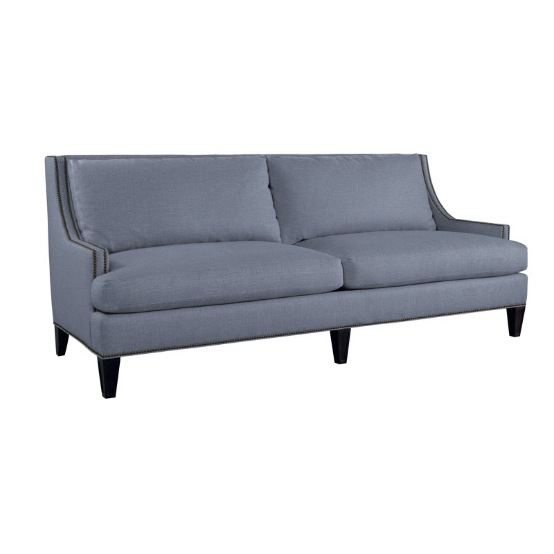 Royce 87" Linen Recessed Arm Sofa with Reversible Cushions, Affinity Blue