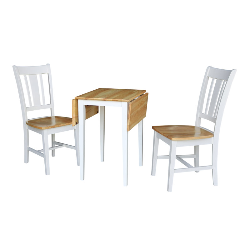 Ensemble de salle à manger en bois massif 3 pièces Berowalt, Naturel / Blanc