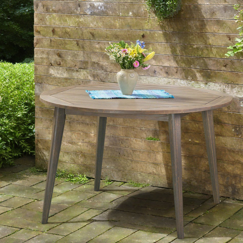 Tables de patio modernes, salle à manger ronde en bois d'acacia de 47,25 po pour la maison