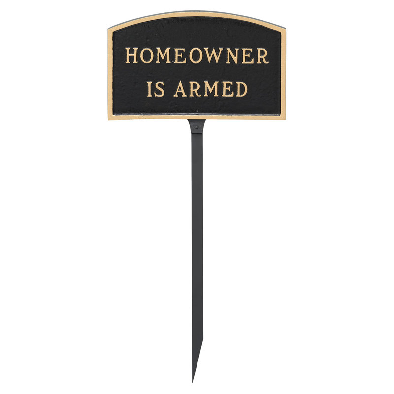 Weather Resistant Metal Garden Sign, Black/Gold