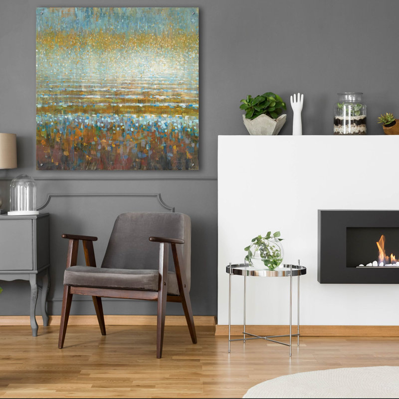  «Rains Over The Lake» par Danhui Nai, art mural en verre acrylique, 36 po x 36 po