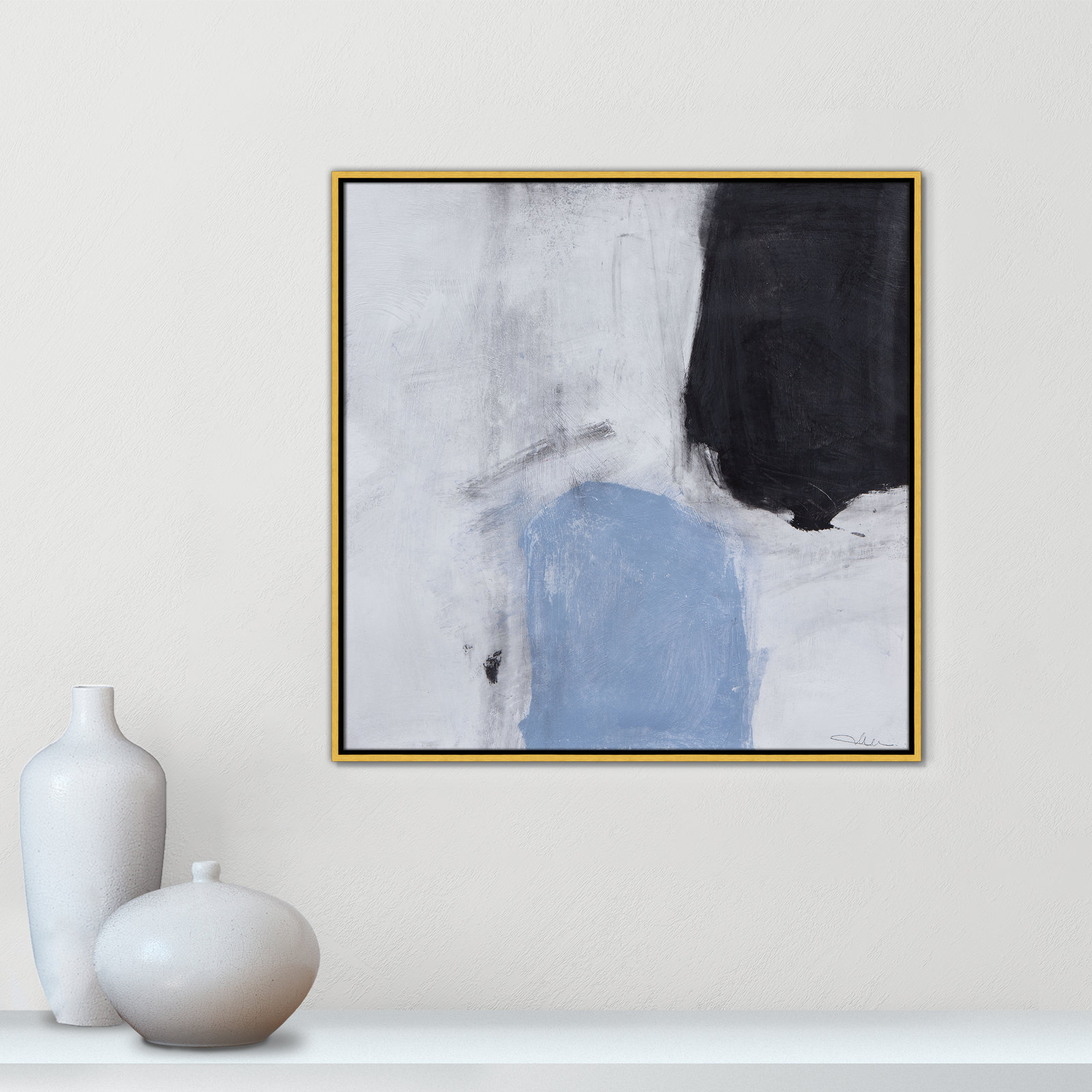 From Powder Blue to Onyx Print, Gold, 31.5" H x 31.5" W