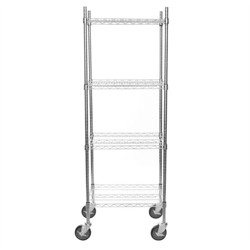 Étagère en métal avec roulettes Mirmande, H 70 po x l 24 po x P 18 po, Chrome