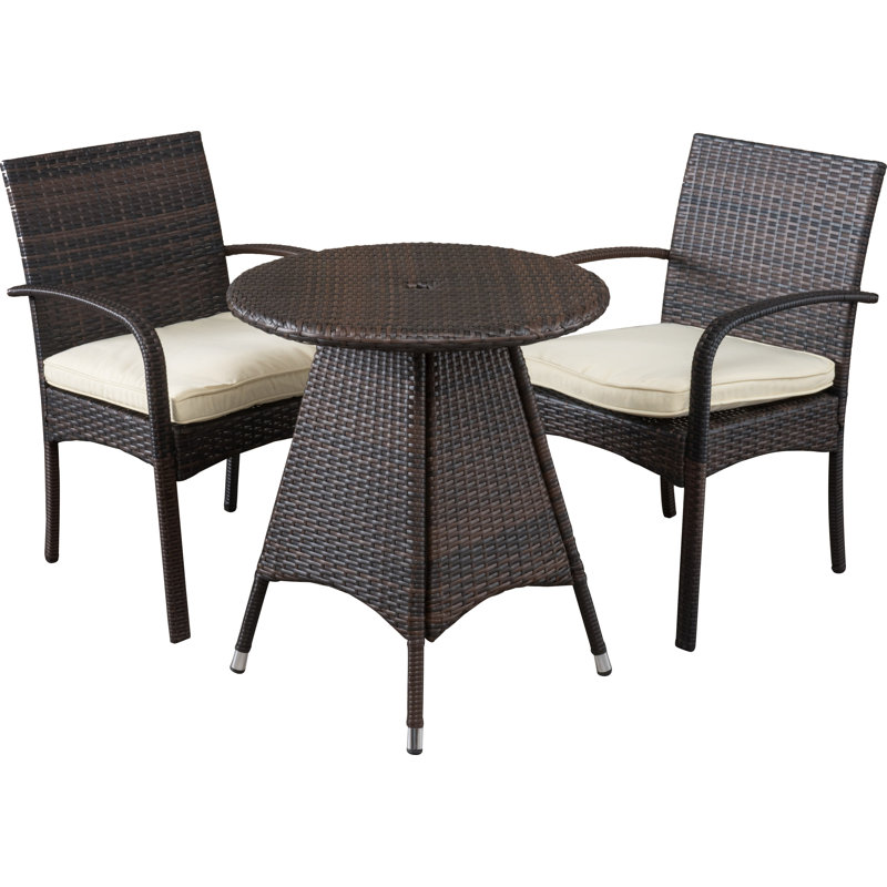 Ensemble bistro pour 2 personnes avec coussins Bittner, Brun multi
