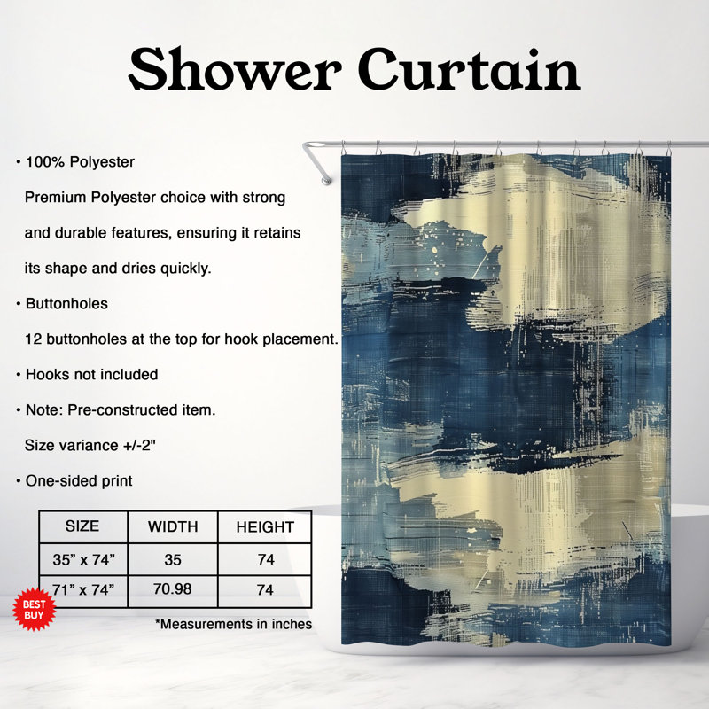 Rideau de douche Blue Streams - Premium, H 74 po x l 71 po