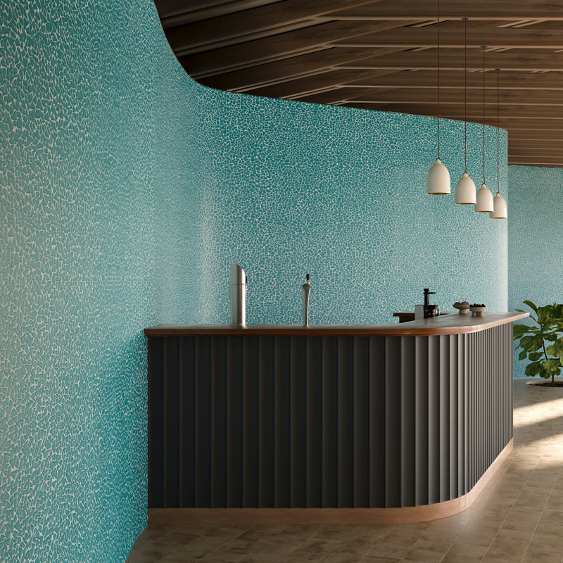 Marine 12 In. X 12 In. Frosted Matte Glass Mosaic Floor And Wall Tile (6 Sq. Ft. / Case), Pacific Blue