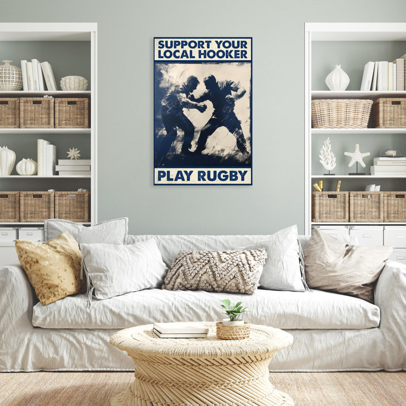 «Man Play Rugby», reproduction d'art graphique sur toile tendue, H 20 po x l 16 po x P 1,25 po