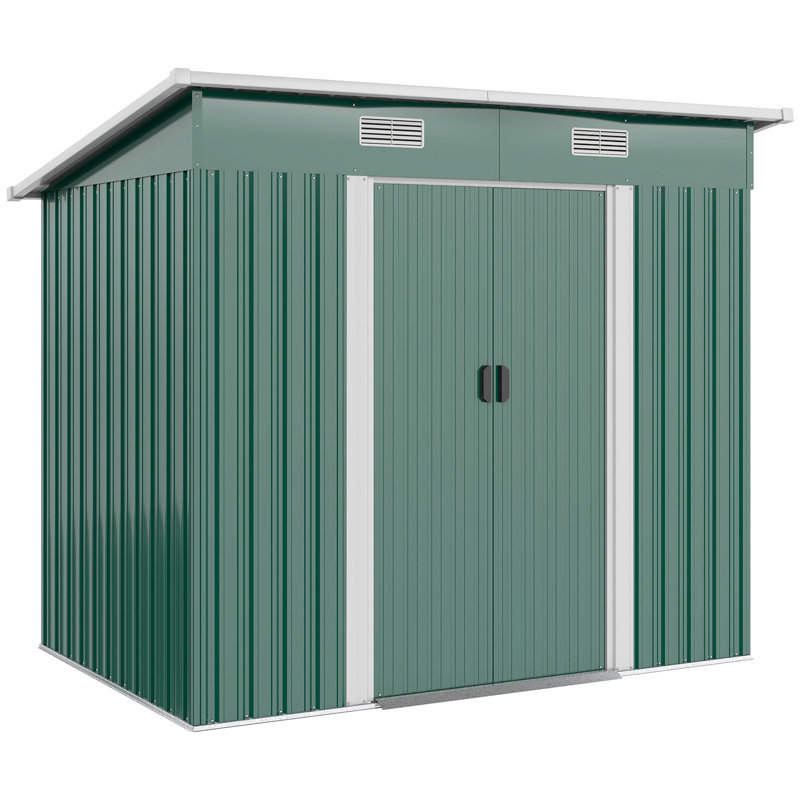 Albelo 7" W x 4" D Metal Pent Garden Shed