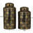 Ceramic Decorative Jars with White Floral Patterns Set-1047670784