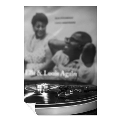Vintage Record Player & Music Album - No Frame Print