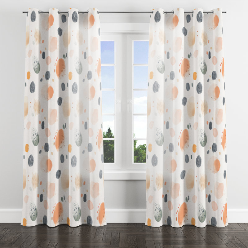 Geometric Room Darkening Curtains - Modern Bookert Grommet Curtain - 1 Panel, 52" W x 63" L, Silver Grommets