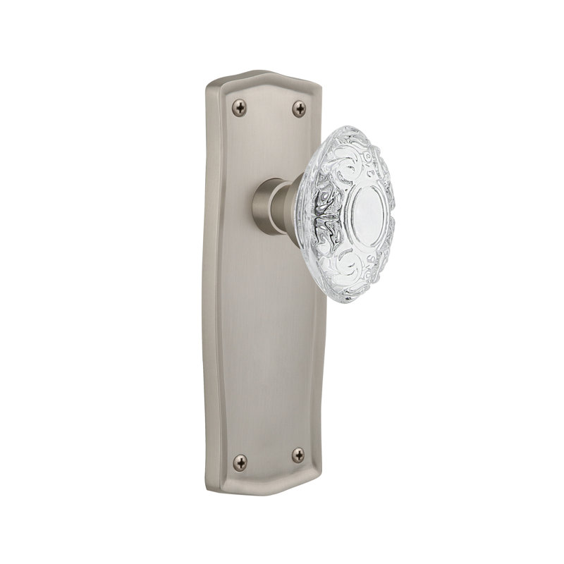 Plaque Prairie avec bouton victorien en cristal, Nickel satiné