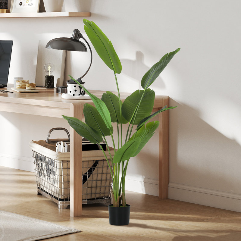 160cm Faux Bird Of Paradise Plant in Plastic, Cement Pot