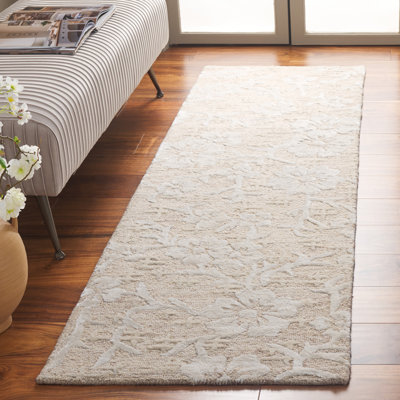Tapis floral en laine / viscose / coton touffeté à la main Dhiren