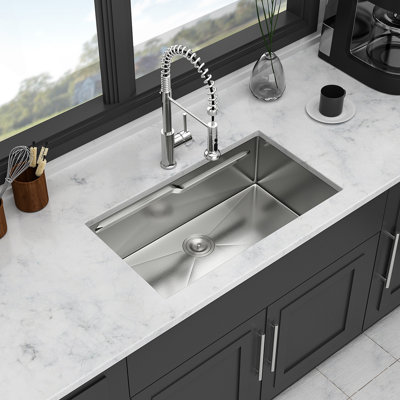 33" Undermount Kitchen Sink - 33*19 Inch Single Bowl 16 Gauge Stainless Steel Ledge Workstation Kitchen Sinks