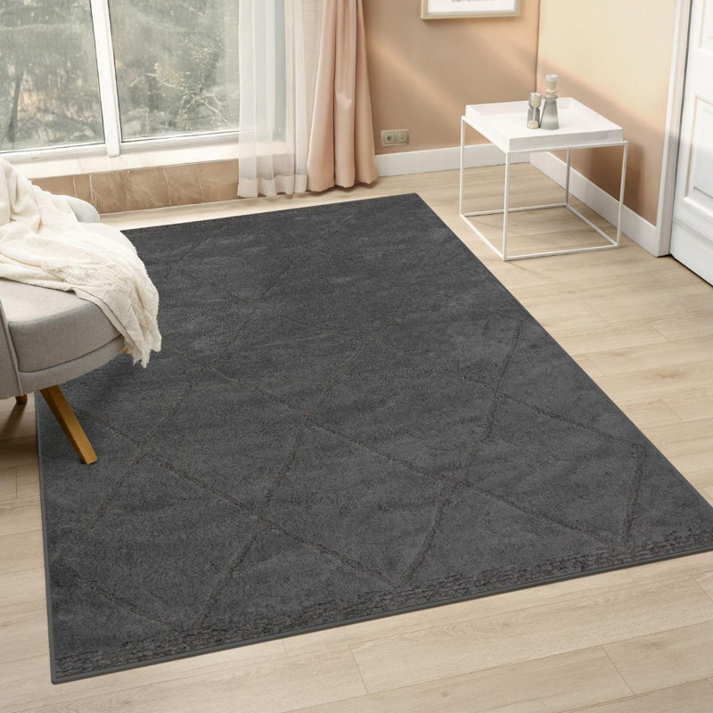 Moroccan Diamond Area Rug, Charcoal, 8x10