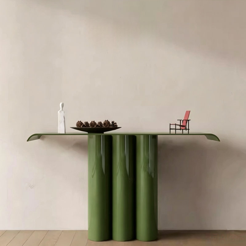 Console simple de style français moderne, H 33,5 po x l 55,1 po x P 13,8 po, Vert, Vert, Vert