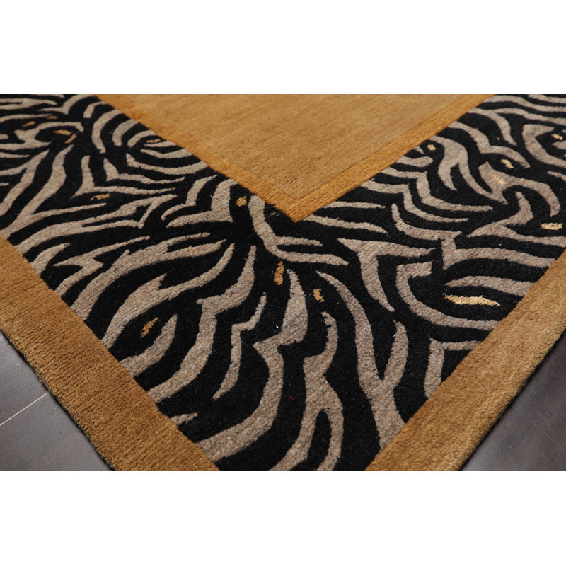 Tapis oriental en laine et soie noués à la main 4 pi x 5 pi 9 po Isabelline