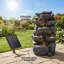 Fontaine solaire à 5 niveaux avec lumières DEL, cascade de jardin extérieur