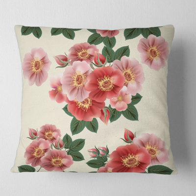 Roses rouges rétro - coussin décoratif imprimé traditionnel