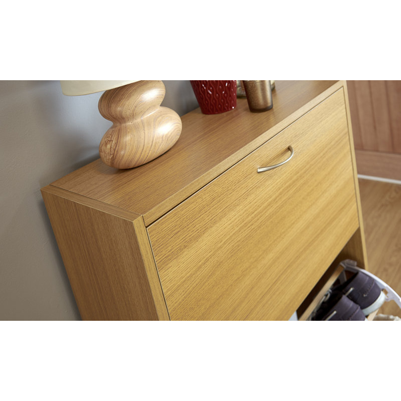 18 Pair Shoe Storage Cabinet, Oak