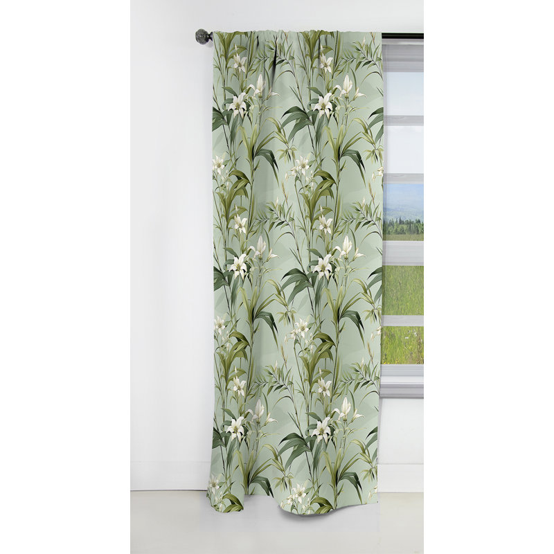 Bambou fusion motif tropical - rideau floral - rideau occultant floral - 1 panneaux, L 52 po x L 63 po