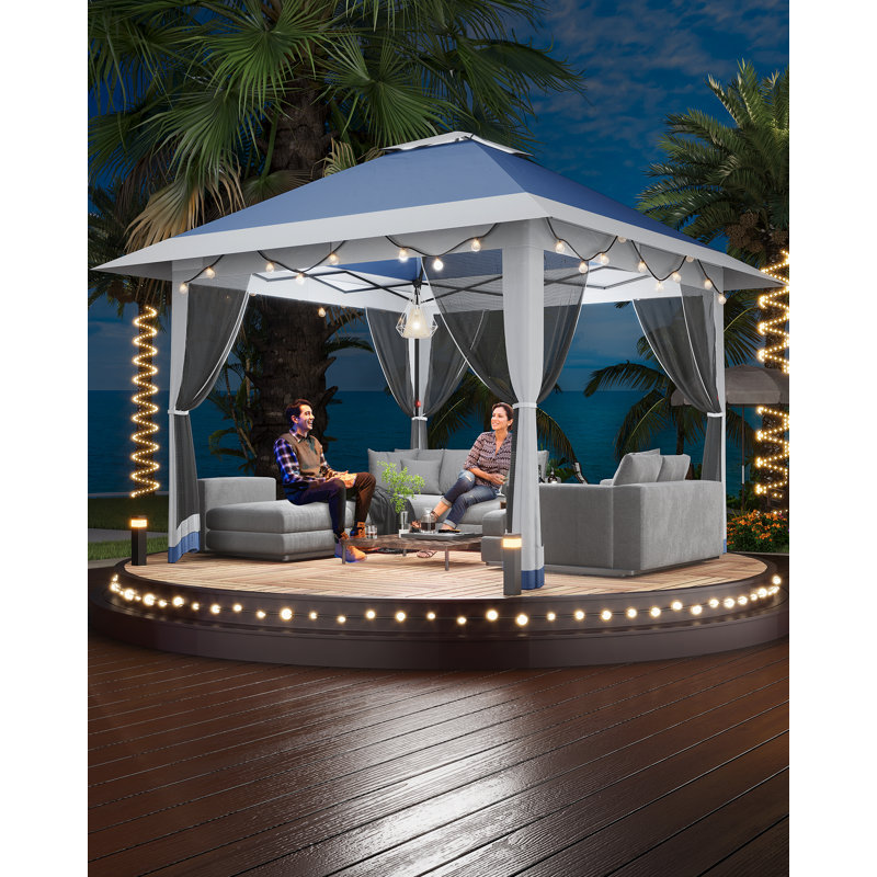 13x13FT Pop-Up Gazebo w/ Mosquito Netting - Height-Adjustable Canopy, UPF 50+ Sun & WaterProof, Rustproof Steel Frame, Tool-Free Setup,  for Patio/BY Parties, Weddings, Dining - Includes Carry Bag