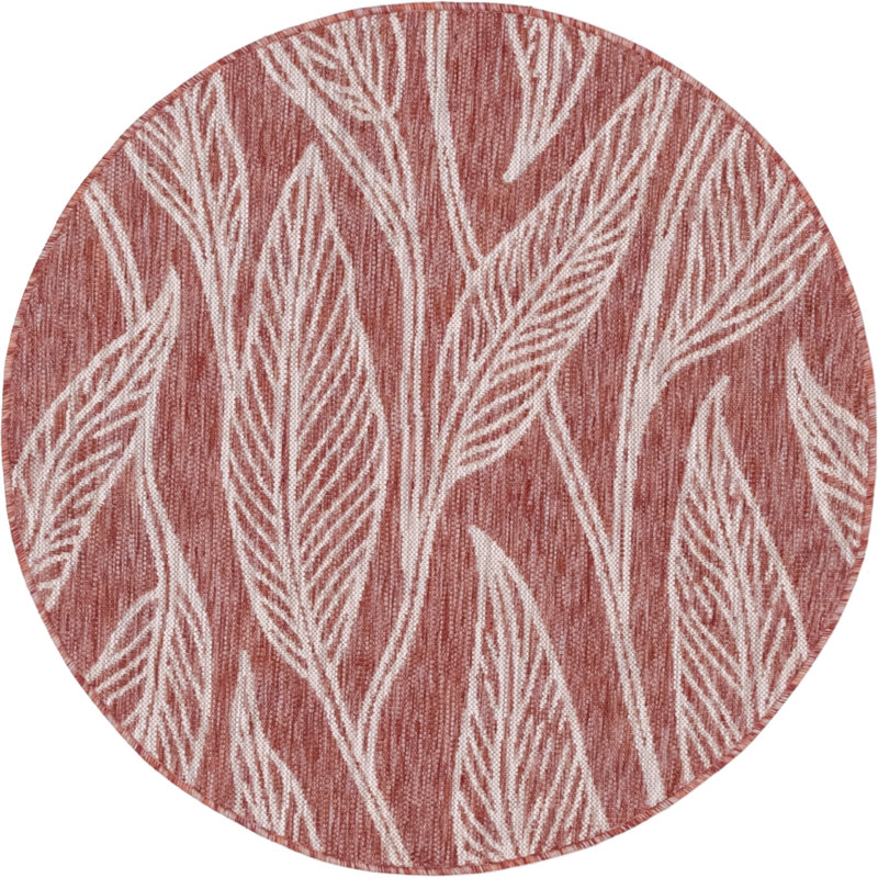 Zellig Floral Indoor / Outdoor Rug, Round 4'1"