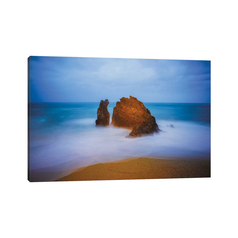 Europe, Italy, Monterosso. Rocks And Ocean Beach. by Jaynes Gallery - Wrapped Canvas Print, 45.72cm H x 66.04cm W x 1.91cm D