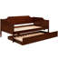 Lit de jour simple avec couchette, fini cerisier, design classique moderne, bois d'ingénierie et placage, roulettes pour plus d'espace