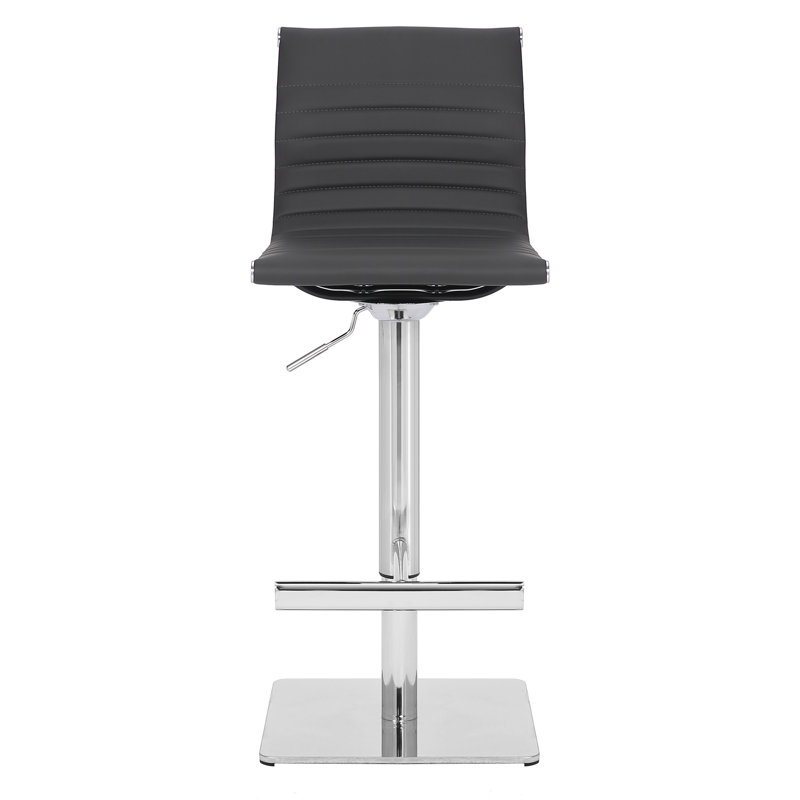Batres Swivel Upholstered Adjustable Height Bar Stool, Grey Charcoal