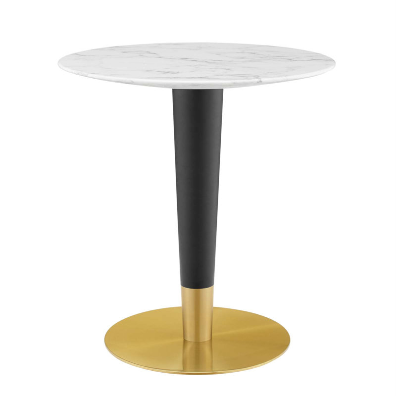 Zinque Artificial Marble Dining Table, White, 27.5" W x 27.5" L