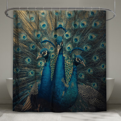 Trois rideaux de douche Three Peacocks