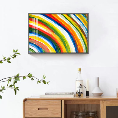 Rainbow Shape Oil Painting Prints Colourful Artwork Modern Canvas Wall Art For Living Room, Bedroom, Bathroom, Kids Room, Office