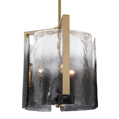  Aenon 3-light Pendant in Brushed Champagne Brass with Smokey Water Glass