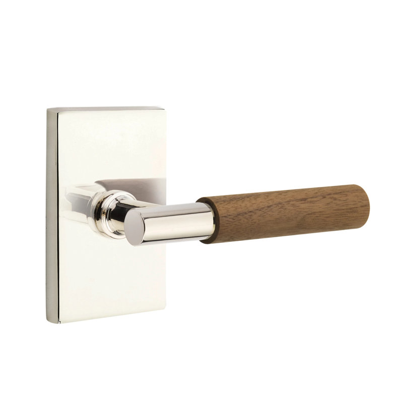 Ensemble de leviers de passage Emtek Select avec rosette rectangulaire moderne et tige en T, poignée en noyer foncé (CF)