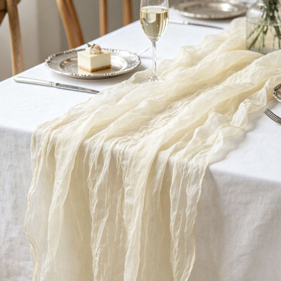 Boho Romantic Cheesecloth Gauze Crinkle Table Runner