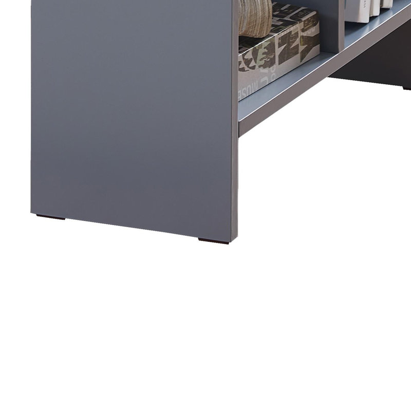 Table d'appoint étroite avec 2 porte-gobelets et 3 tablettes, table de bout mince pour petits espaces - Chêne gris