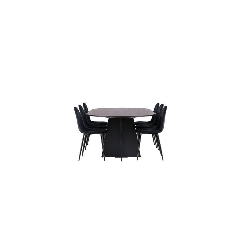Moskell 6 - Person Dining Set, Black, Black
