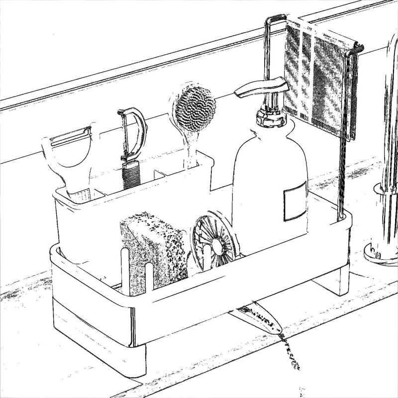 Organisateur d'évier de cuisine avec bec rotatif, porte-brosse amovible et porte-serviettes amovible pour le rangement et le drainage du comptoir