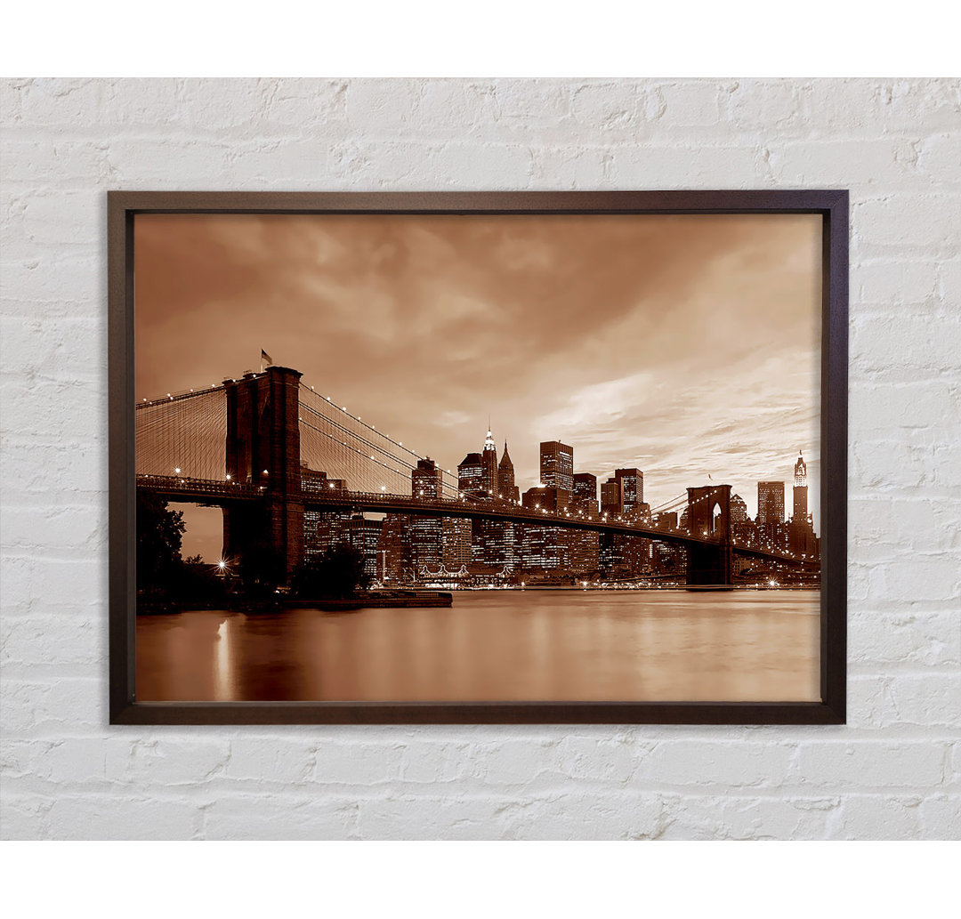 New York City Brooklyn Bridge Brown Cast - Einzelner Bilderrahmen Kunstdrucke auf Leinwand