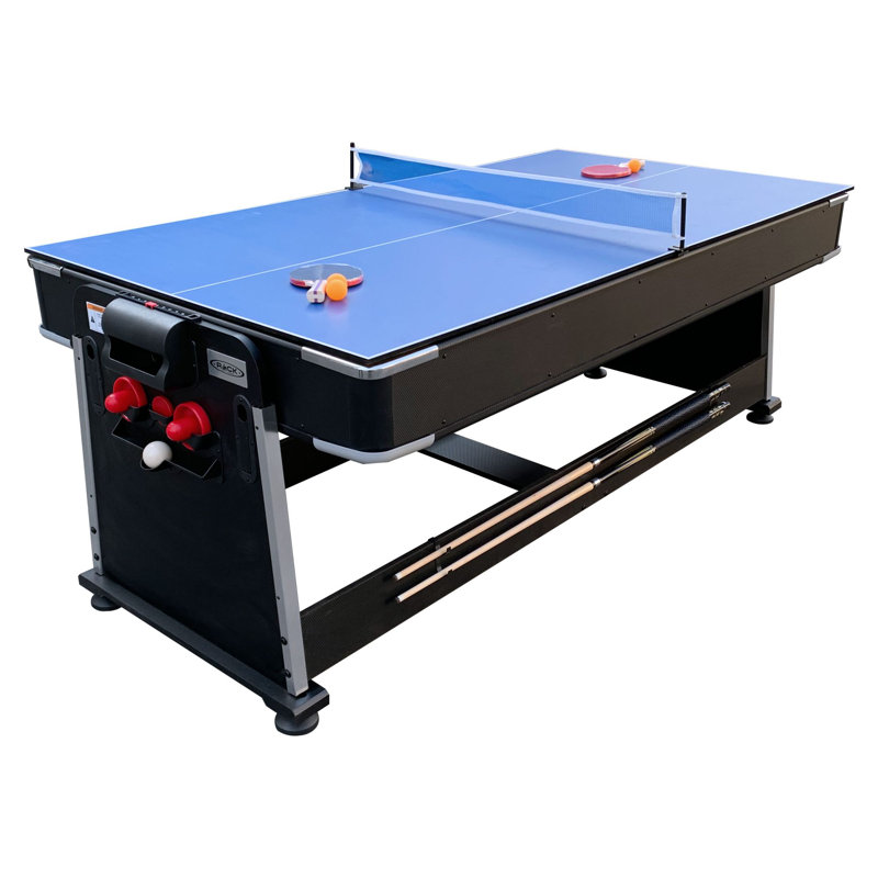 Black 7-Foot 3-in-1 Multi Game Swivel Table