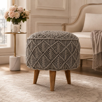 Feldspar 40cm Wide Round No Pattern Footstool Ottoman