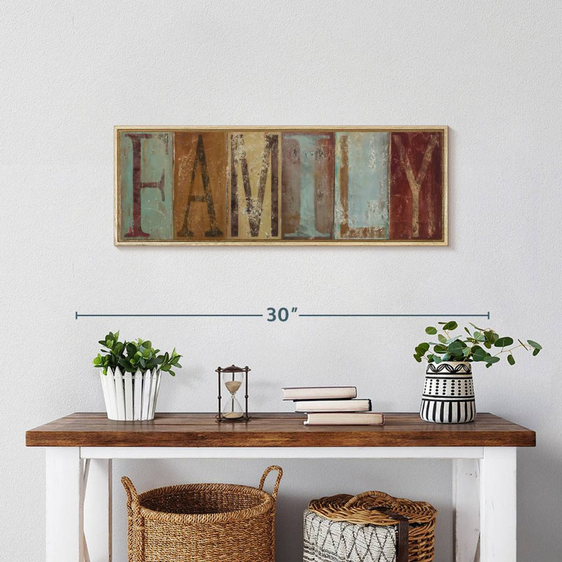 Plaque murale familiale, 25" X 9", Cadre flottant en bois naturel