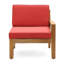 Canapé modulaire d'extérieur en L avec table basse, repose-pieds, bois d'acacia, rouge