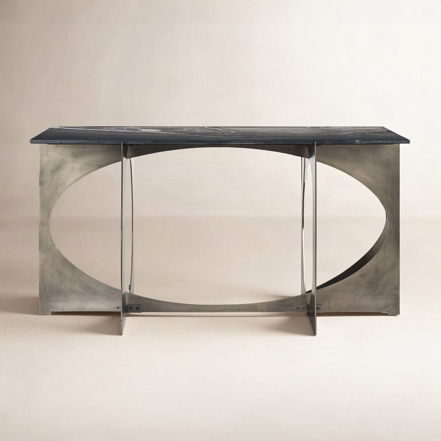 Giles 60'' Console Table, Black/Nickel