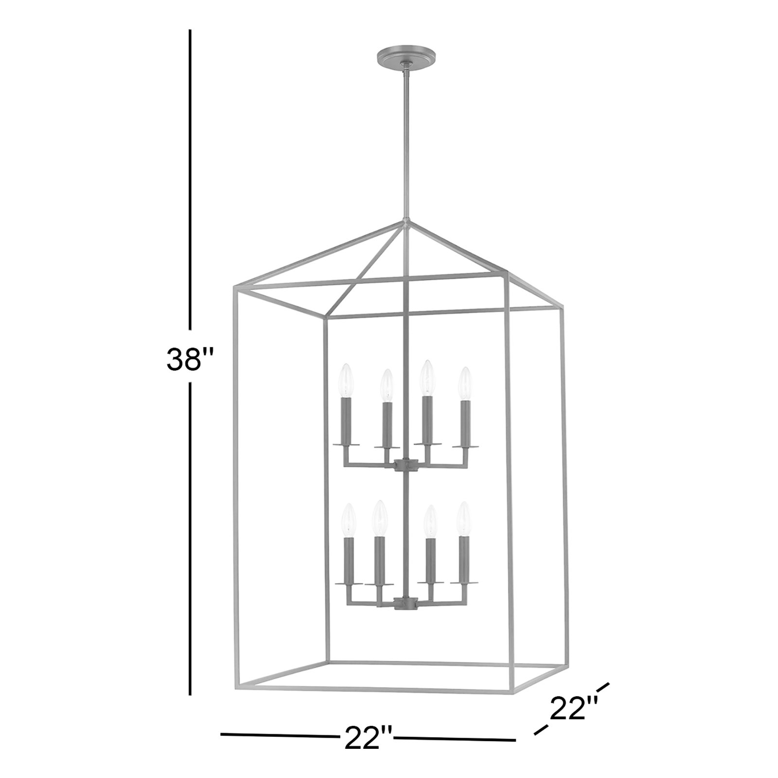 Ellis 8-Light Chandelier, Chrome, No, 38" H x 22" W x 22" D