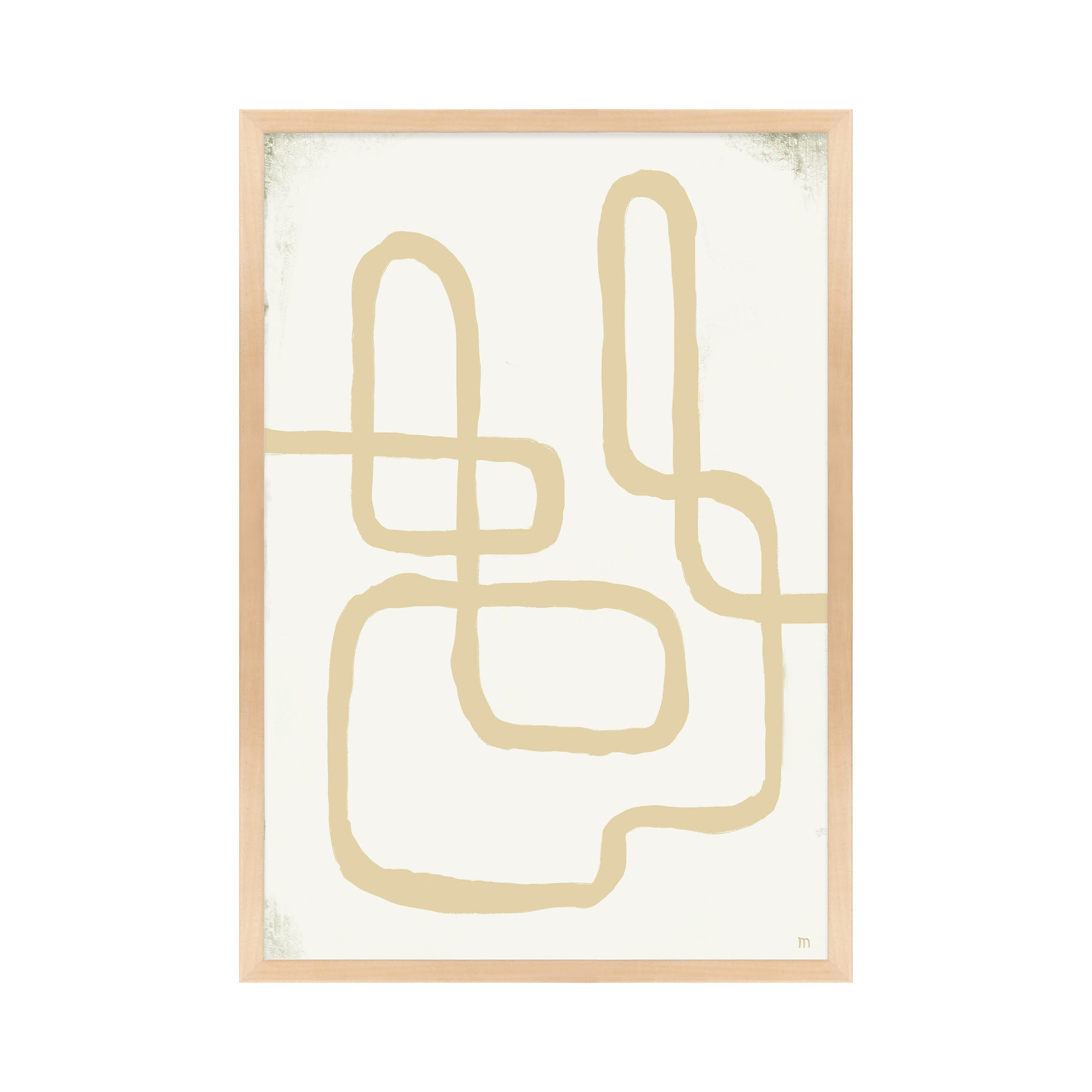 Line Works In White 1 by StudioM, 25" H x 17.5" W x 1.25" D, Maple Framed Paper