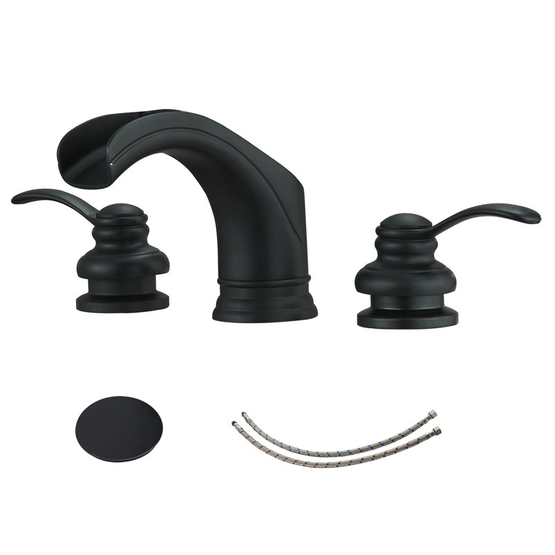 2-handle Bathroom Faucet with Drain Assembly, Matte Black