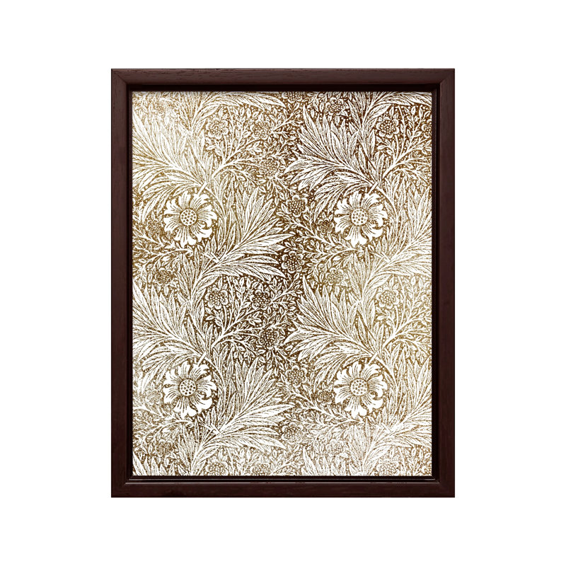 William Morris - Marigold No9, Canvas, 16"H x 20"W, Brown Framed